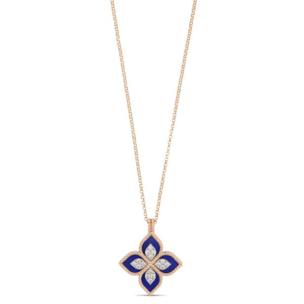 PRINCESS FLOWER NECKLACE WITH DIAMONDS AND LAPIS