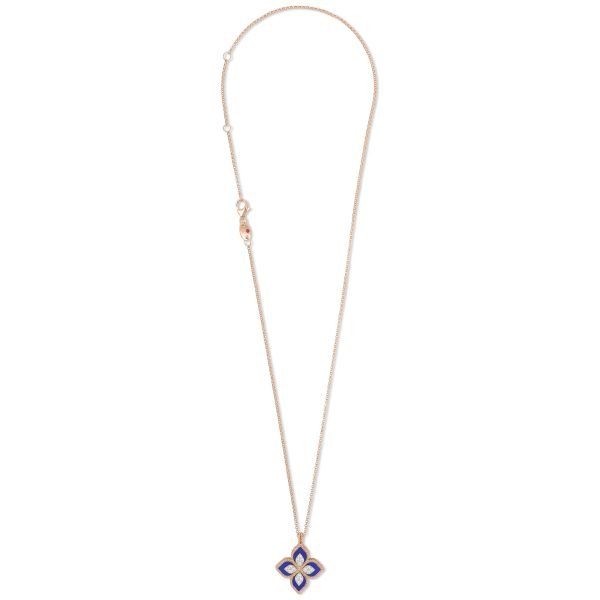PRINCESS FLOWER NECKLACE WITH DIAMONDS AND LAPIS