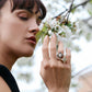 PRINCESS FLOWER RING WITH BLACK JADE AND DIAMONDS