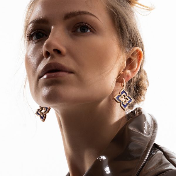VENETIAN PRINCESS EARRINGS WITH DIAMONDS AND LAPIS