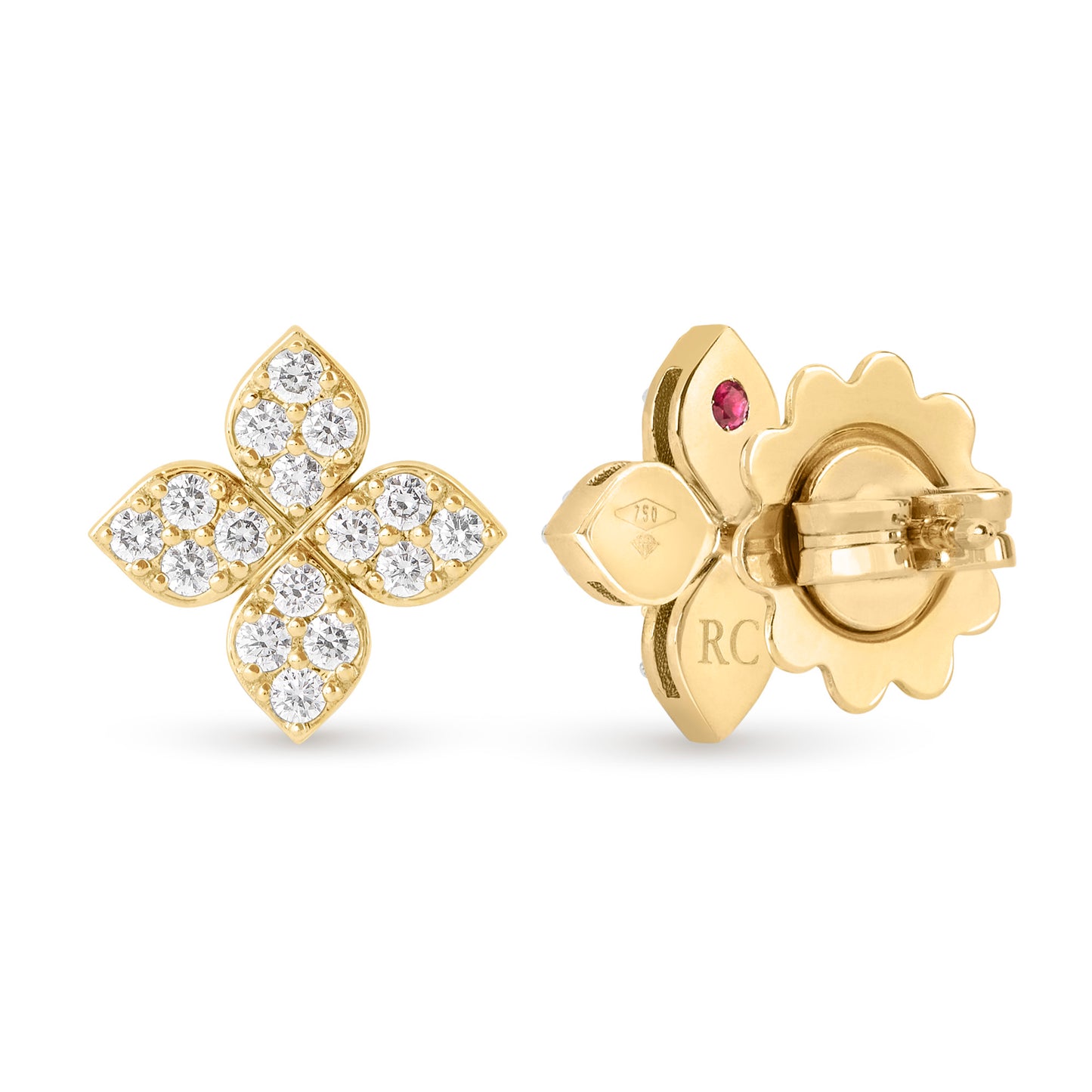 PRINCESS FLOWER EARRINGS FOR CAROUSEL WITH DIAMONDS