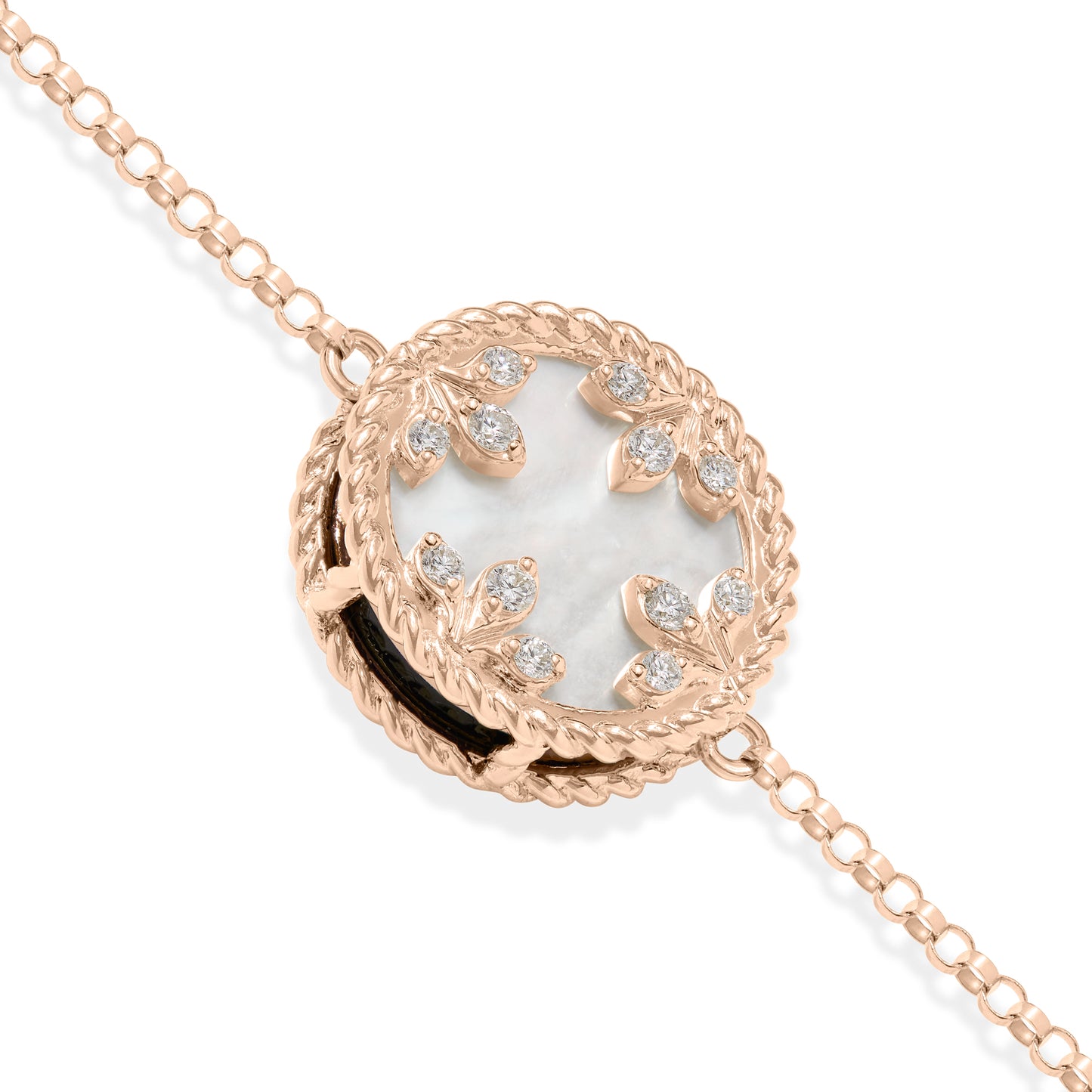 VENETIAN MEDALLIONS BRACELET FOR CAROUSEL WITH DIAMONDS, MOTHER OF PEARL AND BLACK JADE