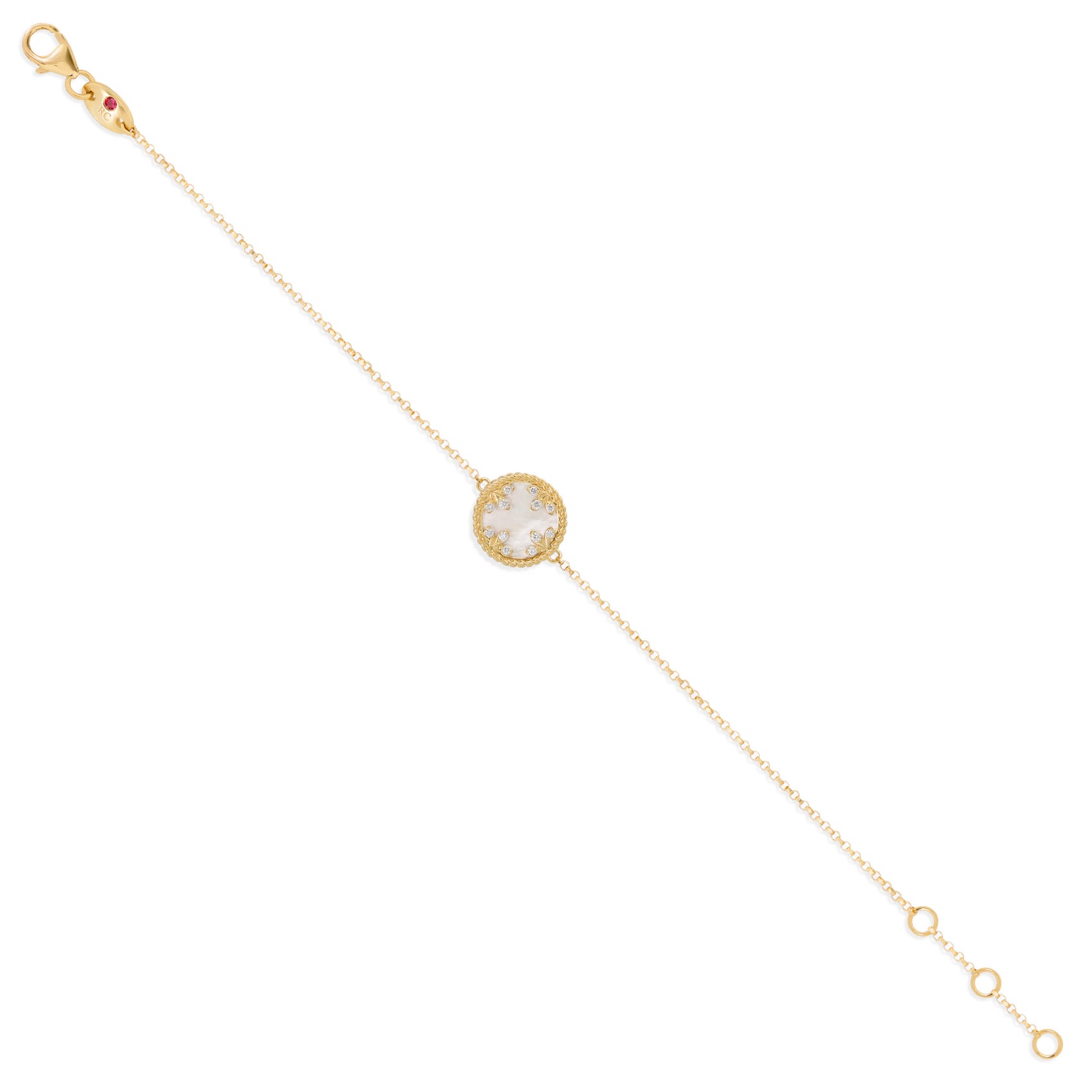 VENETIAN MEDALLIONS BRACELET FOR CAROUSEL WITH DIAMONDS, MOTHER OF PEARL AND BLACK JADE