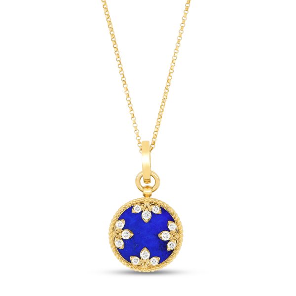 VENETIAN MEDALLIONS COLLAR WITH DIAMONDS AND LAPIS