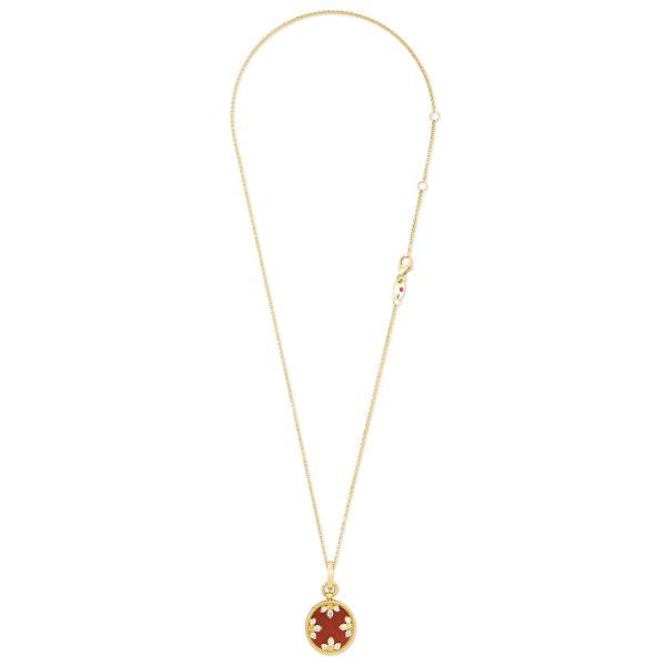 VENETIAN MEDALLIONS COLLAR WITH DIAMONDS AND RED AGATE
