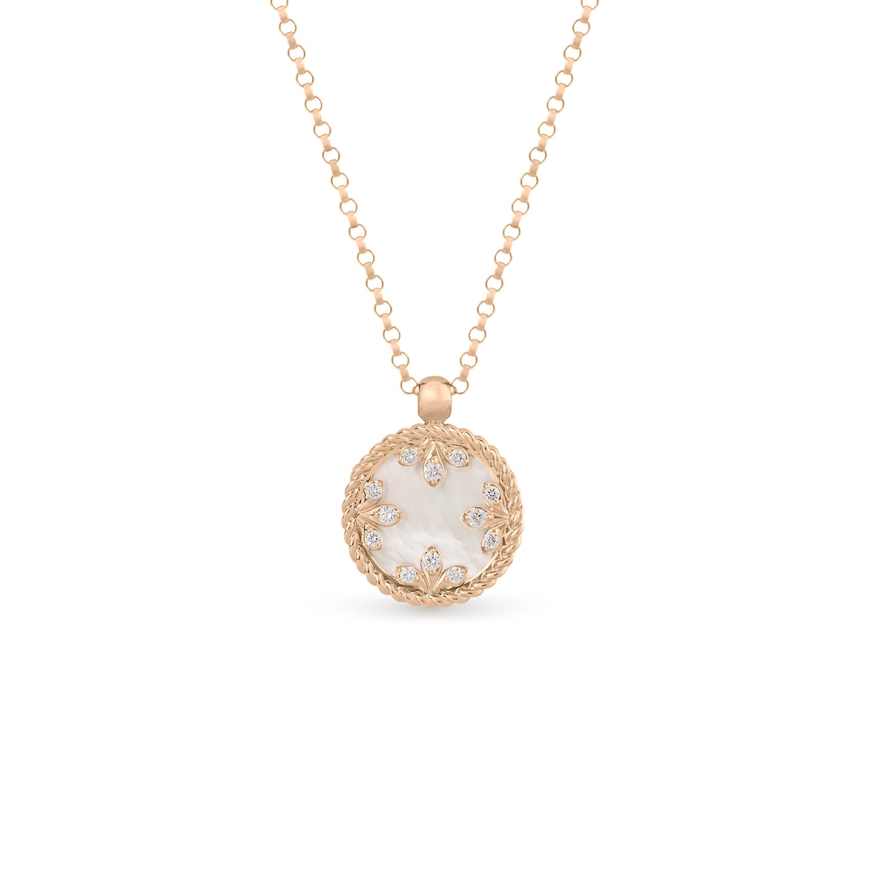 VENETIAN MEDALLIONS NECKLACE FOR CAROUSEL WITH DIAMONDS, MOTHER OF PEARL AND BLACK JADE