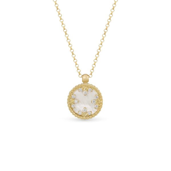VENETIAN MEDALLIONS NECKLACE FOR CAROUSEL WITH DIAMONDS, MOTHER OF PEARL AND BLACK JADE