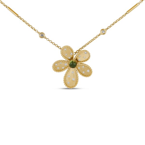 JASMINE NECKLACE WITH DIAMONDS AND GREEN TOURMALINE