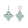 PRINCESS FLOWER EARRINGS WITH DIAMONDS AND TURQUOISE