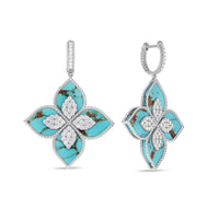 PRINCESS FLOWER EARRINGS WITH DIAMONDS AND TURQUOISE