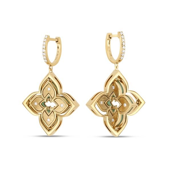 VENETIAN PRINCESS EARRINGS WITH DIAMONDS AND CHRYSOPRASE