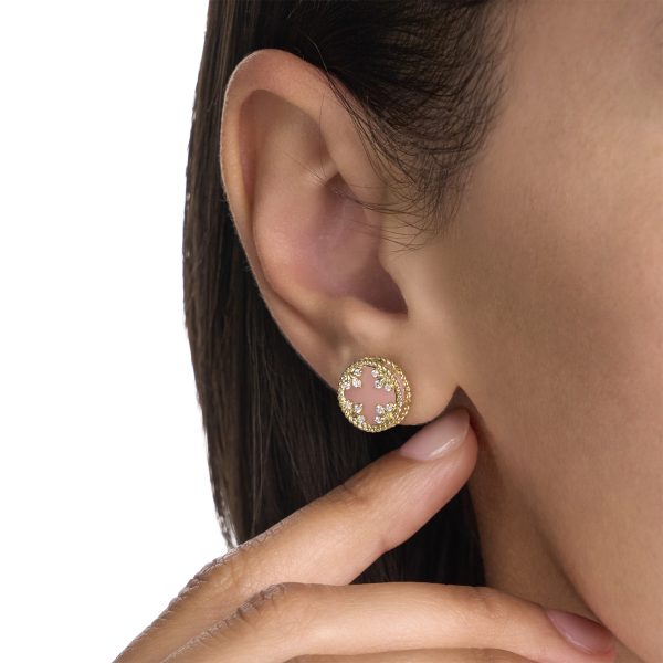 VENETIAN MEDALLIONS EARRINGS FOR CAROUSEL WITH DIAMONDS AND OPAL