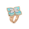 PRINCESS FLOWER RING WITH DIAMONDS AND TURQUOISE