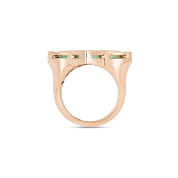 VENETIAN PRINCESS RING WITH DIAMONDS AND CHRYSOPHASE