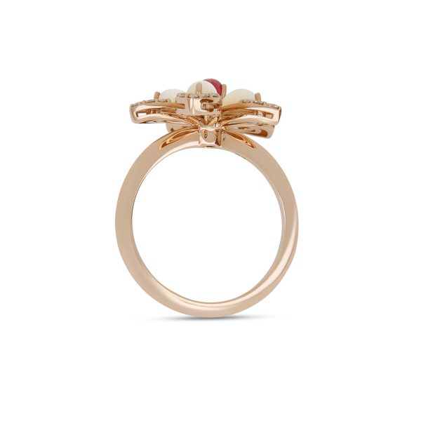 Tiaré RING WITH MOTHER OF PEARL, RUBELLITE AND DIAMONDS