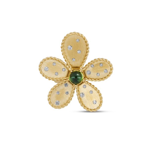 JASMINE RING WITH DIAMONDS AND GREEN TOURMALINE