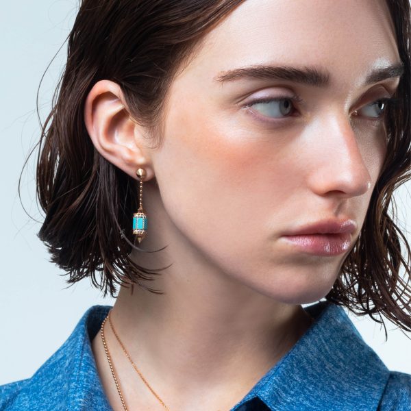 ART DECO EARRINGS WITH TURQUOISE AND DIAMONDS