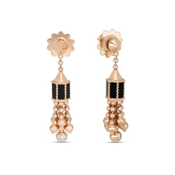 ART DECO EARRINGS WITH BLACK JADE AND DIAMONDS