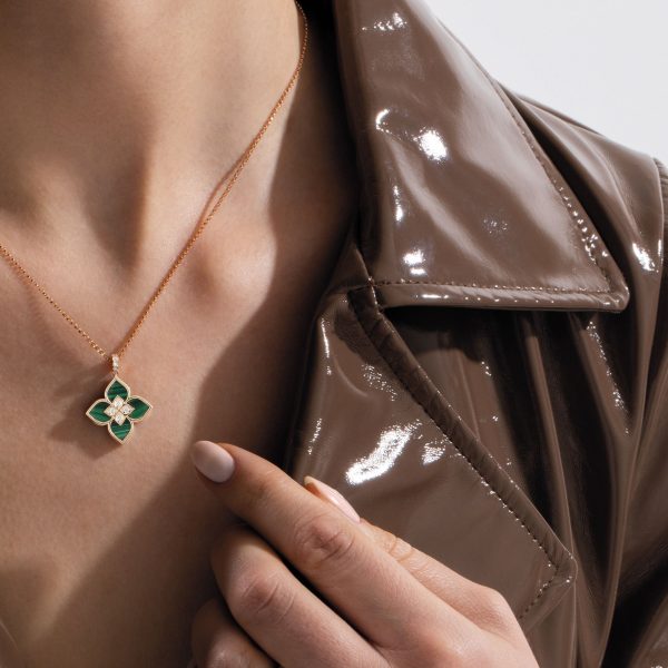 VENETIAN PRINCESS NECKLACE WITH DIAMONDS AND MALACHITE