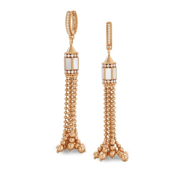 ART DECO EARRINGS WITH MOTHER OF PEARL AND DIAMONDS