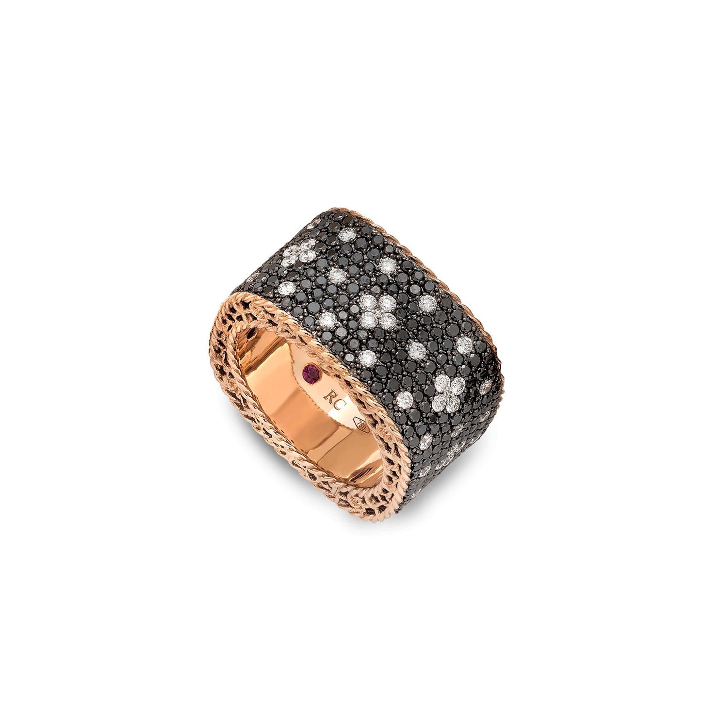 VENETIAN PRINCESS RING WITH BLACK AND WHITE DIAMONDS
